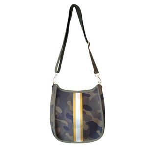 Ah-Dorned Stripe Camo Crossbody Shoulder Bag Olive Green OS